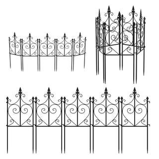 FUFUGAGA 31.9 in. H x 13.8 in. W Black Stainless steel Garden Fence Panel Rustproof Decorative Garden Fence (5-Pack) WFKF170290-01