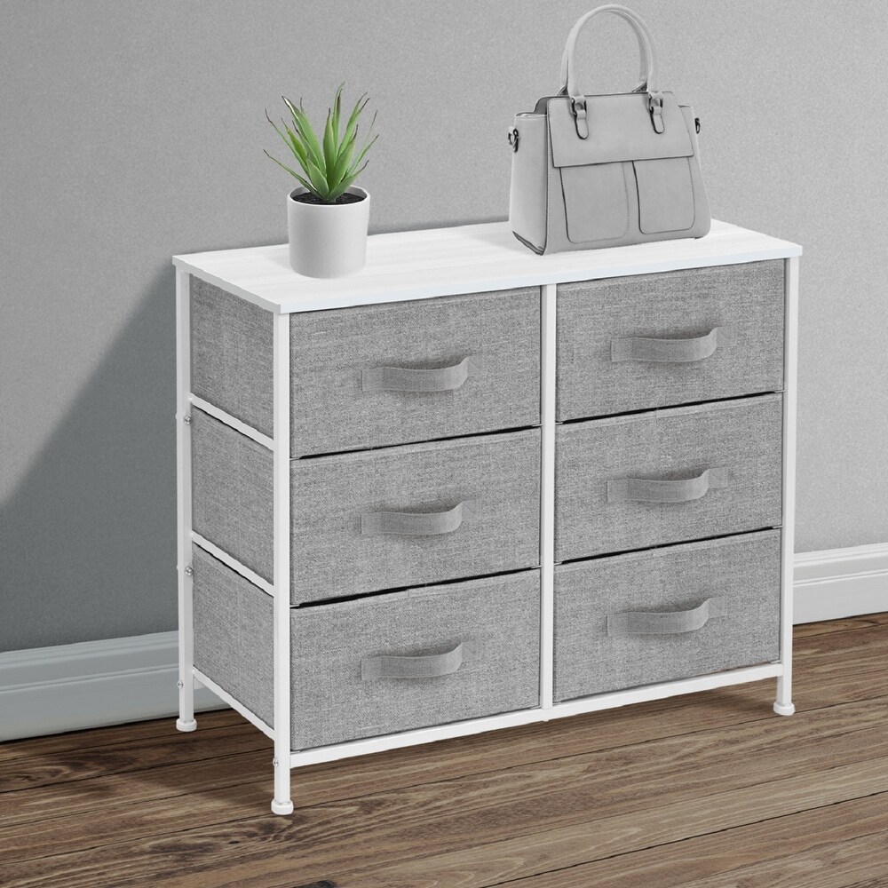 Sorbus 6 Drawer Dresser for Bedroom in White and Gray