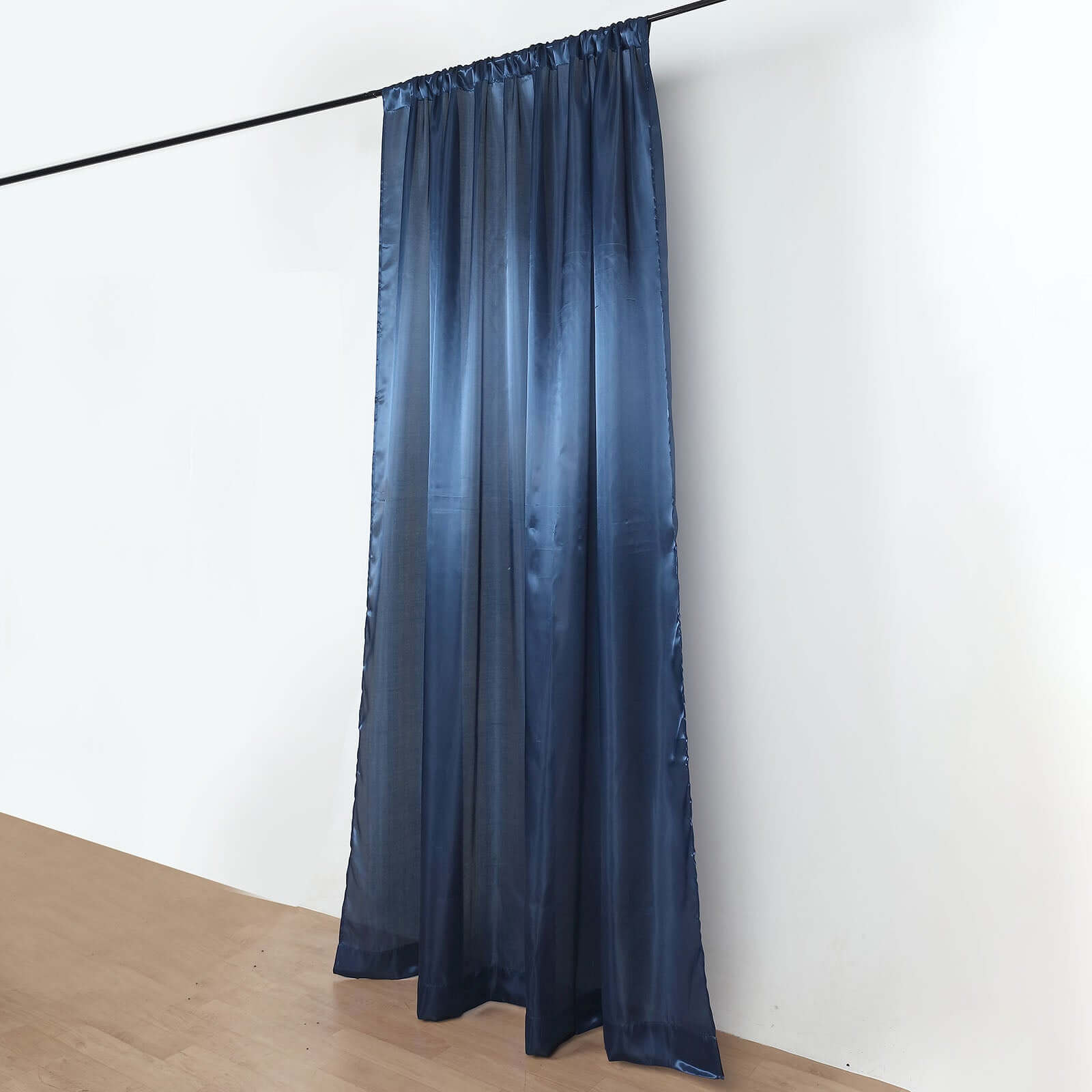 Navy Blue Satin Backdrop Drape Curtain, Photo Booth Event Divider Panel - 8ftx10ft