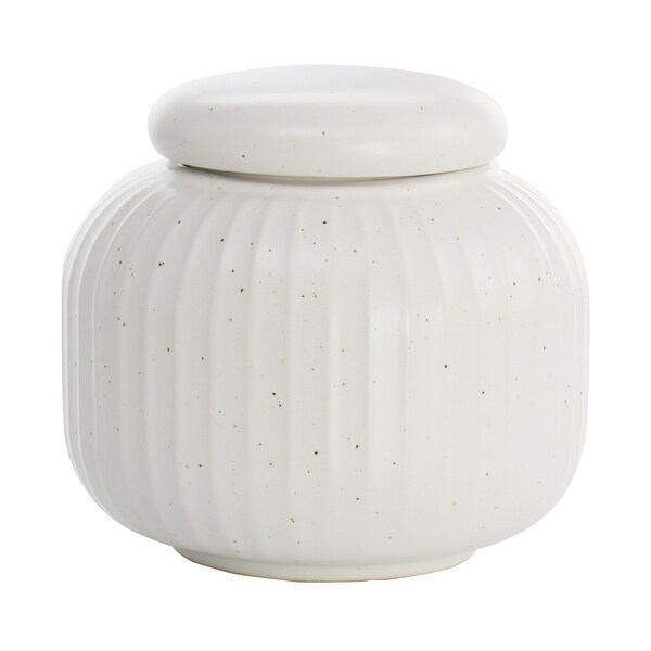 12 Ounce Round Stoneware Sugar Jar with Lid in Sea Salt