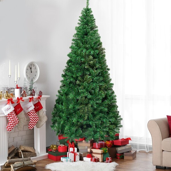 Costway 5Ft/6Ft/7Ft/8Ft Artificial PVC Christmas Tree W/Stand Holiday