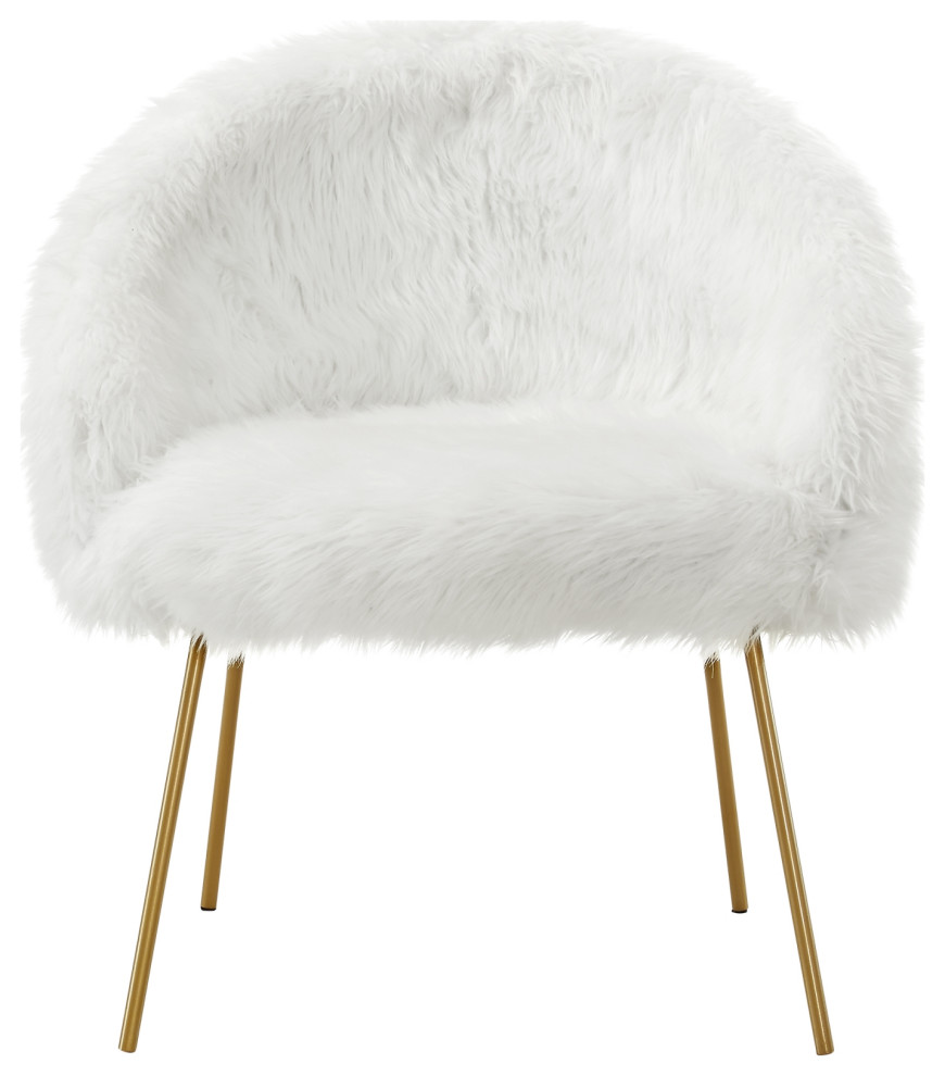 Connor Faux Fur Accent Chair  Gold Powder Coated Metal Leg   Contemporary   Armchairs And Accent Chairs   by Inspired Home  Houzz