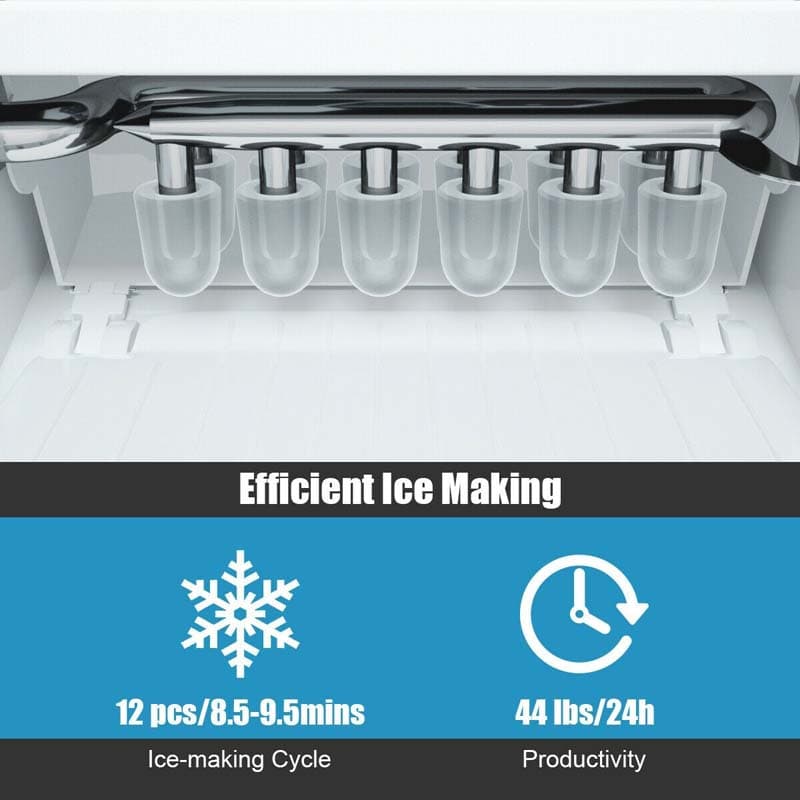 44LBS/24H Portable Ice Maker Countertop, Self-Clean Ice Machine for Home Bar Party