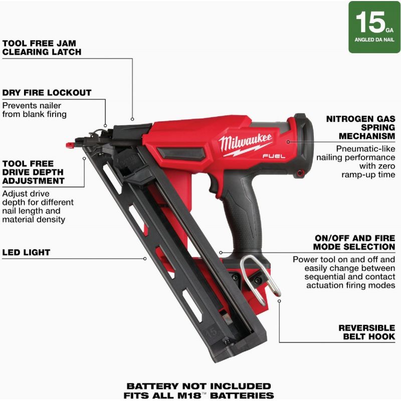 MW M18 FUEL Brushless Angled Cordless Finish Nailer