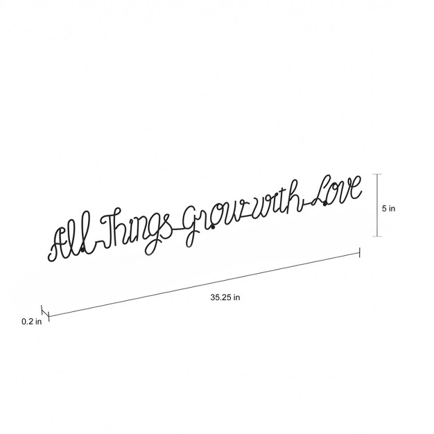 x27 all Things Grow With Love x27 Metal Cutout Sign Black Lavish Home