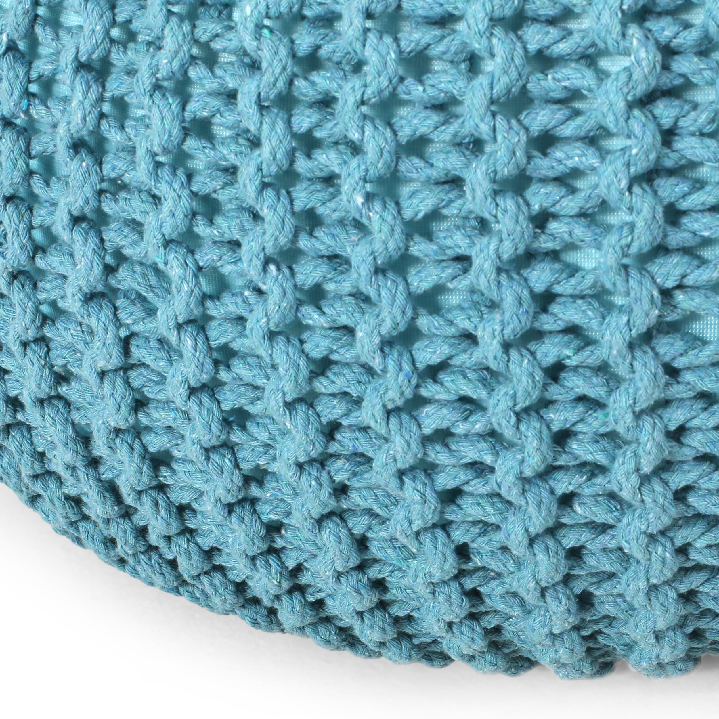 Barwick Modern Knitted Cotton Round Pouf