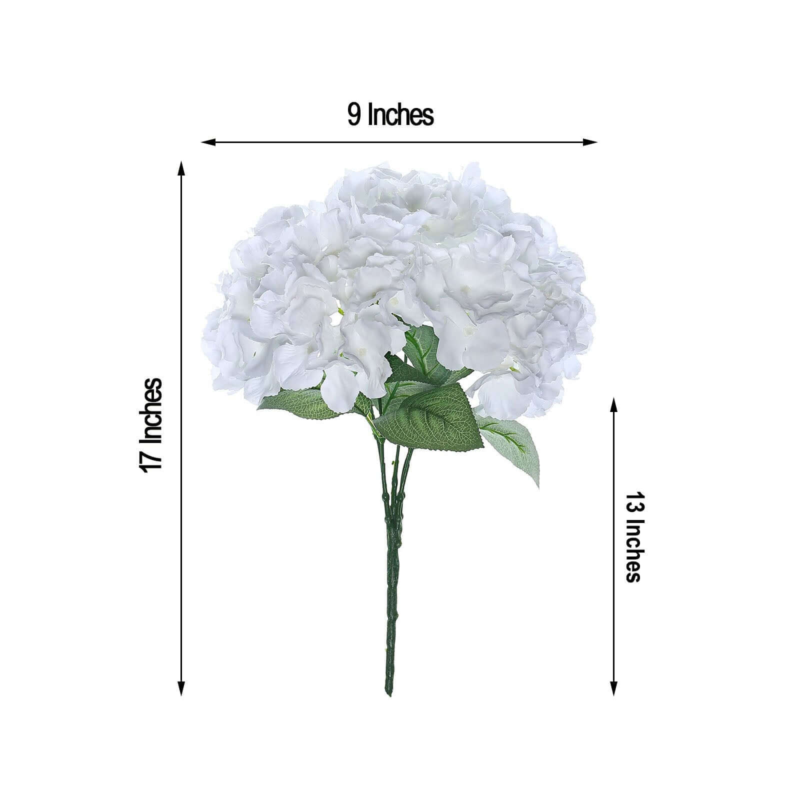 5 Bushes White Artificial Silk Hydrangea Flower Bouquets