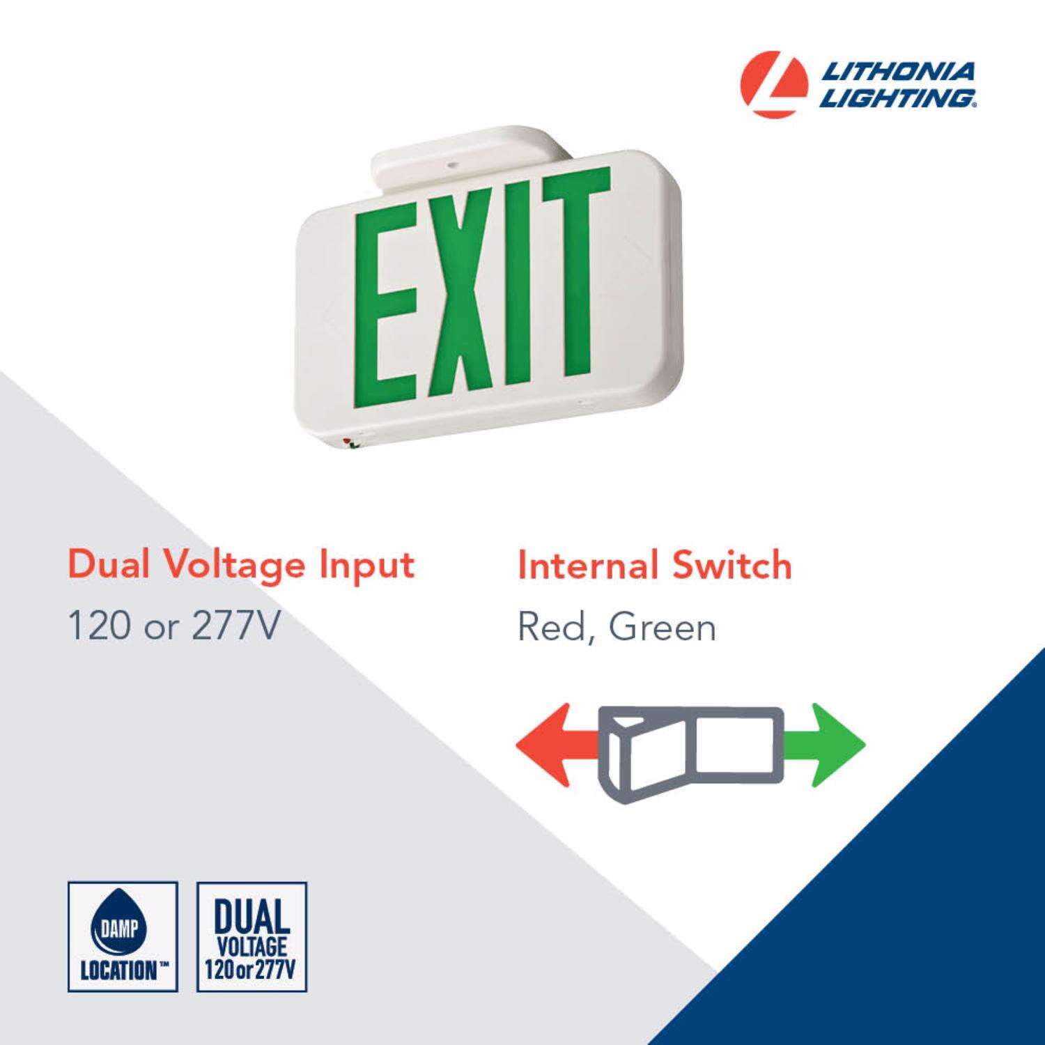 Lithonia Lighting Contractor Select Switch Hardwired LED White Exit Sign