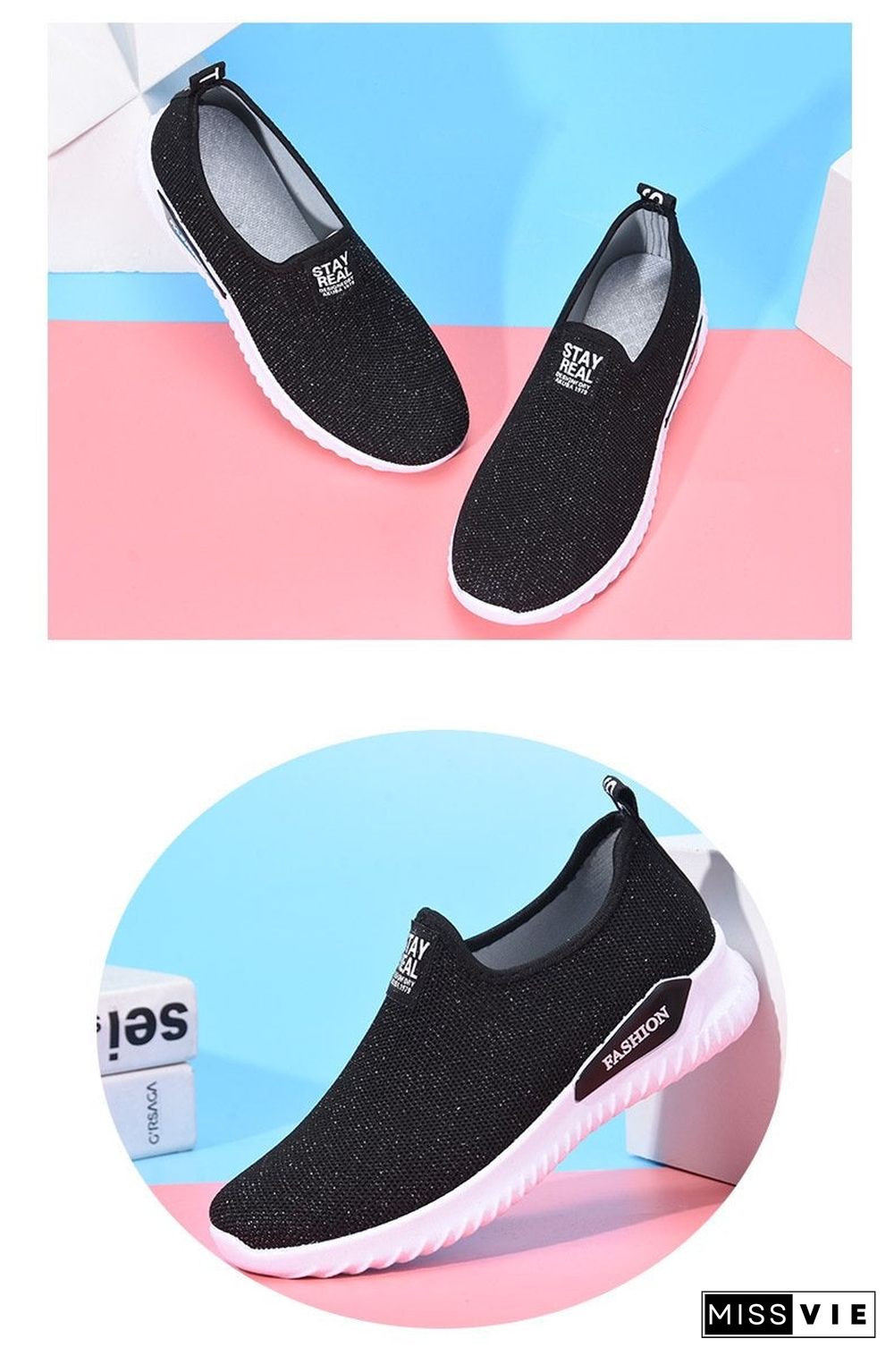 Women Sneakers Fashion Sock Shoes Female Vulcanized Shoes Casual Slip On Flats