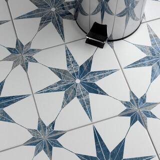 Merola Tile Cassis Stella Blue 9-34 in. x 9-34 in. Porcelain Floor and Wall Tile (10.88 sq. ft.Case) FCD10CSTBL