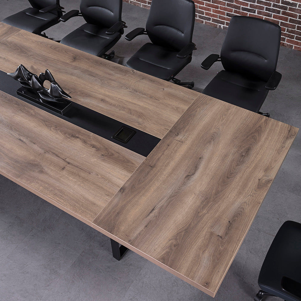 VIDAL Boardroom Table 3.0cm x 1.2m - Warm Oak & Black