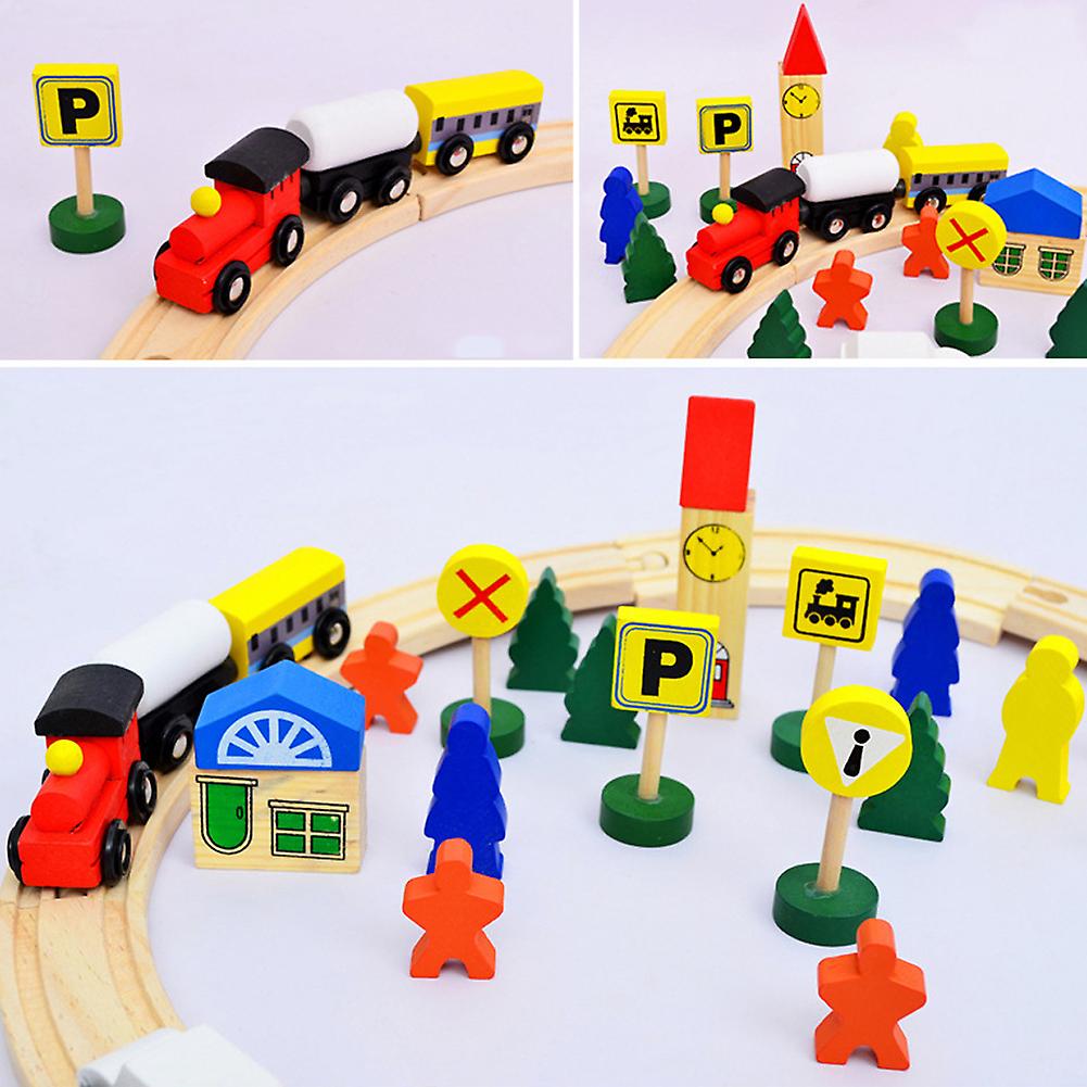 Wooden Train Set Assembled Building Blocks Children Educational Early Education Toys Girls Boys Train Track Toys