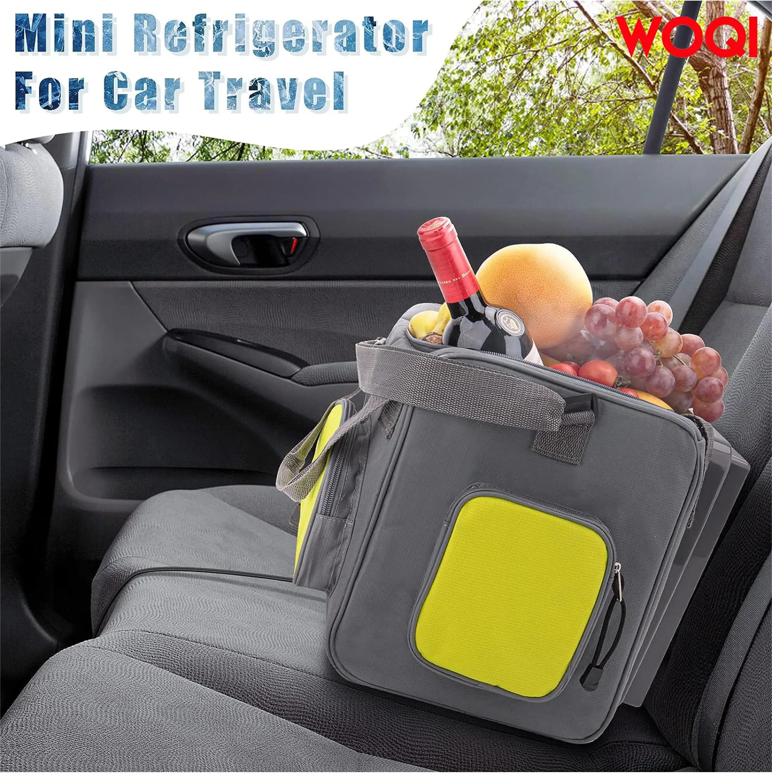 WOQI travel car cooler  small car electric cooler   mini car refrigerator  camping portable refrigerator