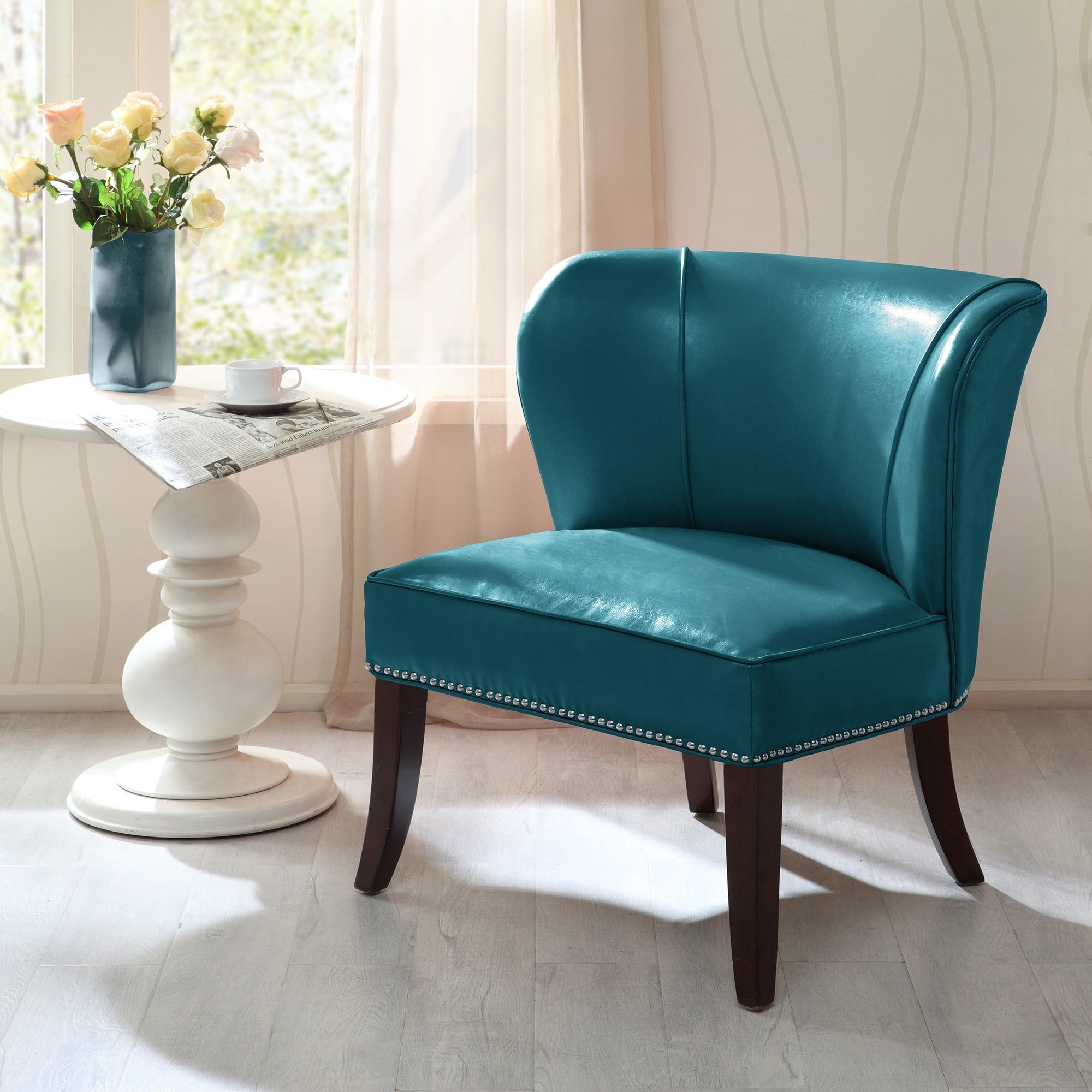 Madison Park Sheldon Blue Concave Back Armless Chair