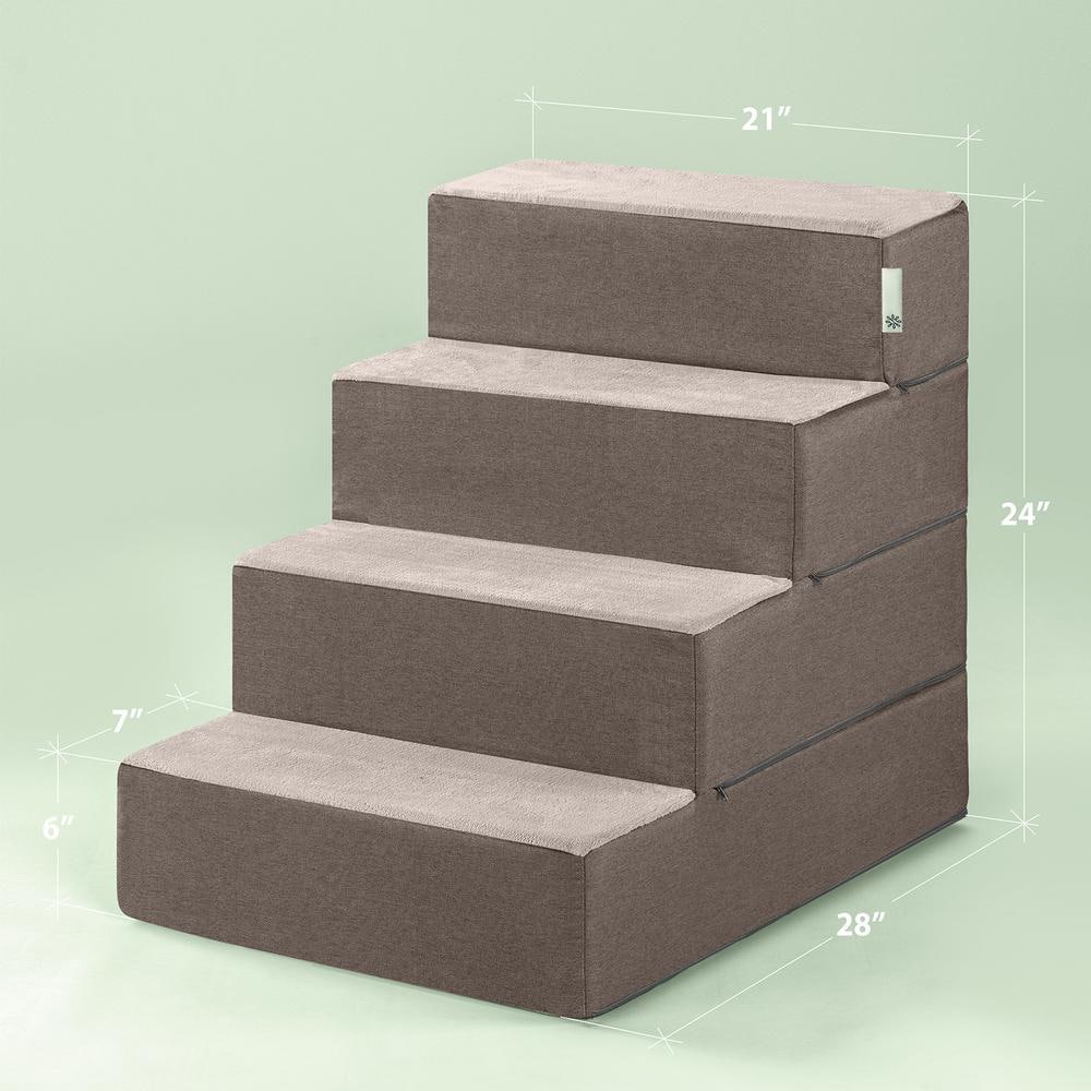 Zinus Sand 24 in. X-Large Foam 4 of Steps Pet Stairs PS-D2824S