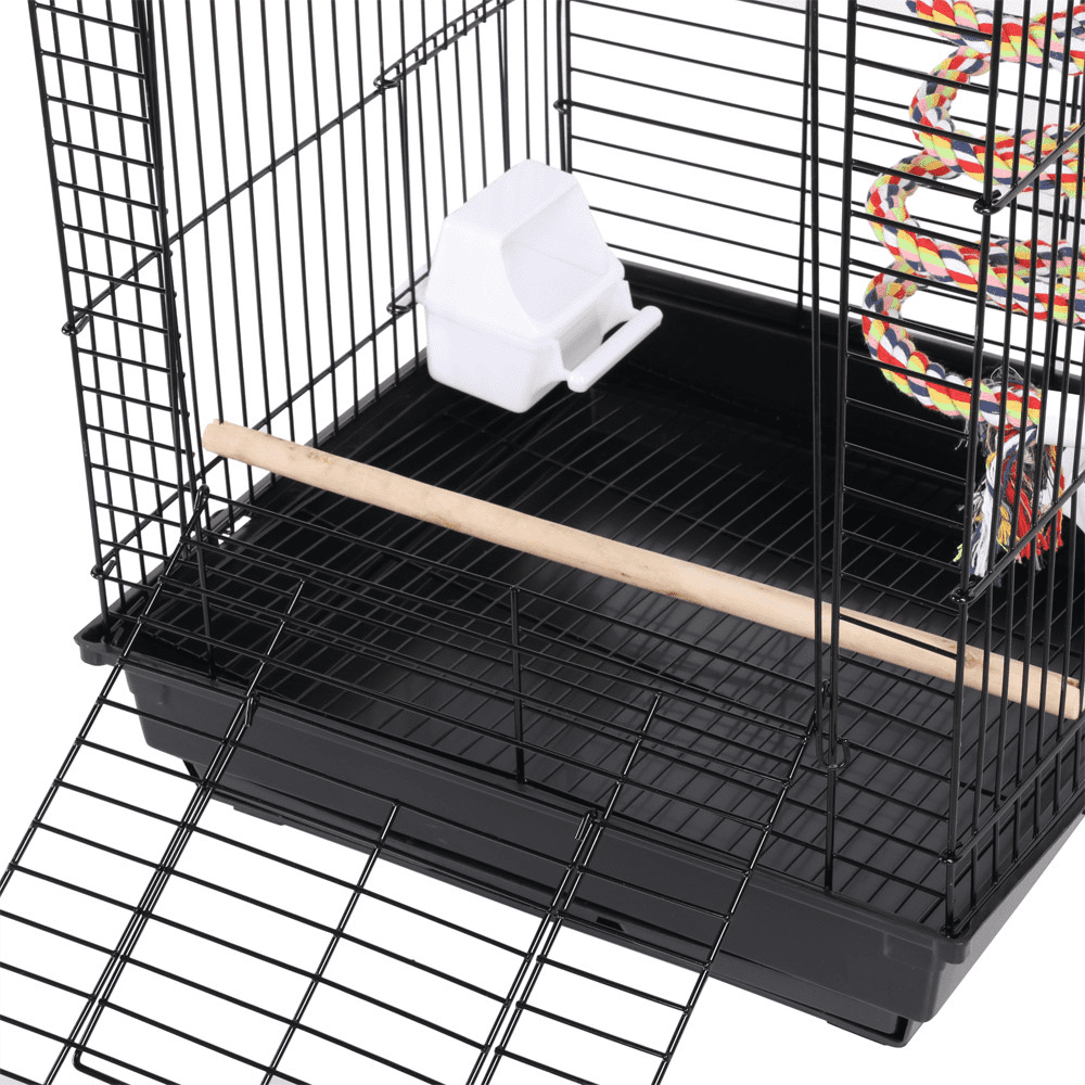 Topeakmart 22.8''H Open Top Metal Bird Cage Small Parrot Cage with Open Play Top and Toy， Black