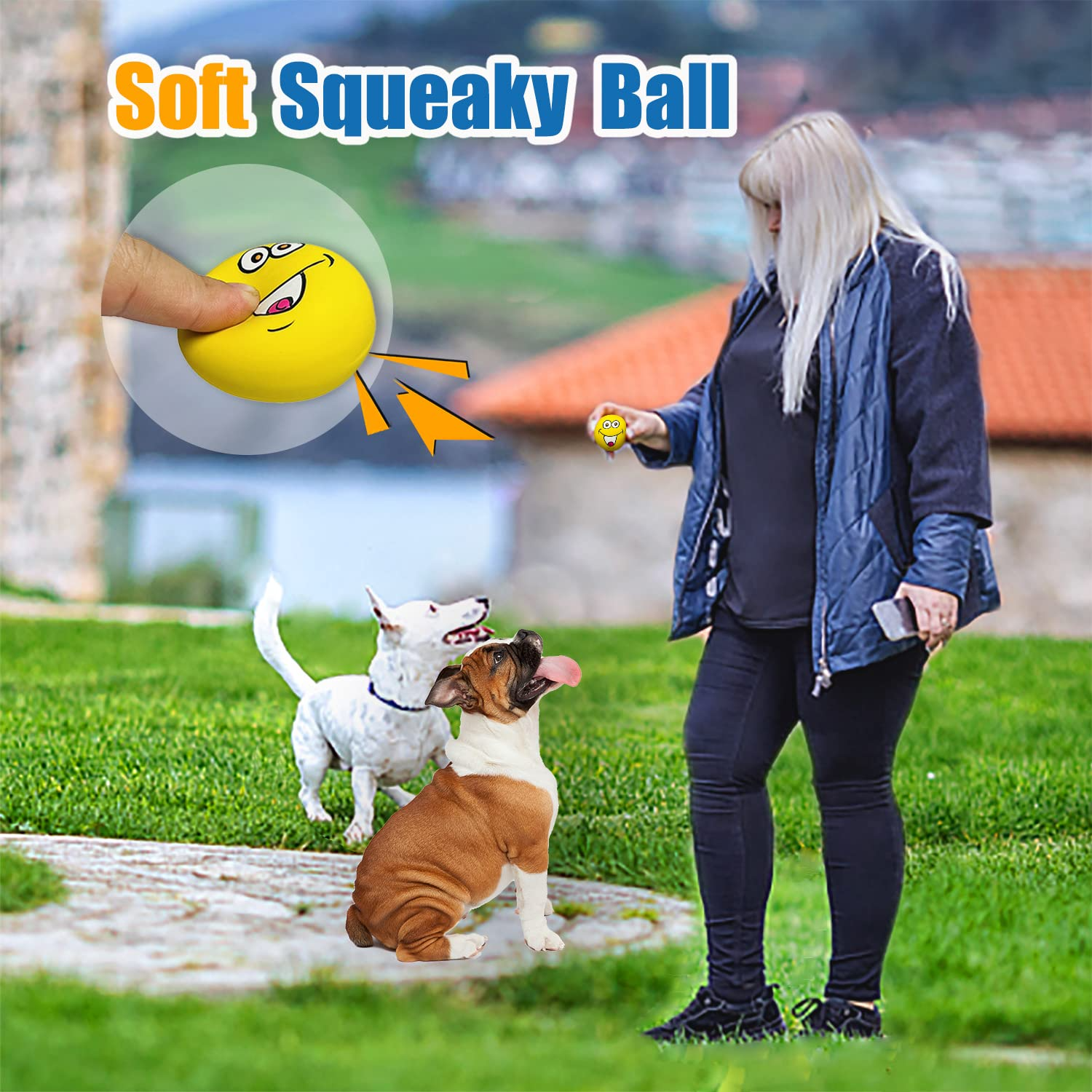 Smile Face Dog Squeaky Toys Soft Latex Squeak Toy Balls for Puppy Small Medium Pet Dogs 6 Pcs