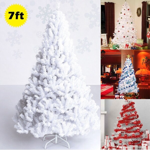 Costway 5Ft/6Ft/7Ft/8Ft Artificial PVC Christmas Tree W/Stand Holiday