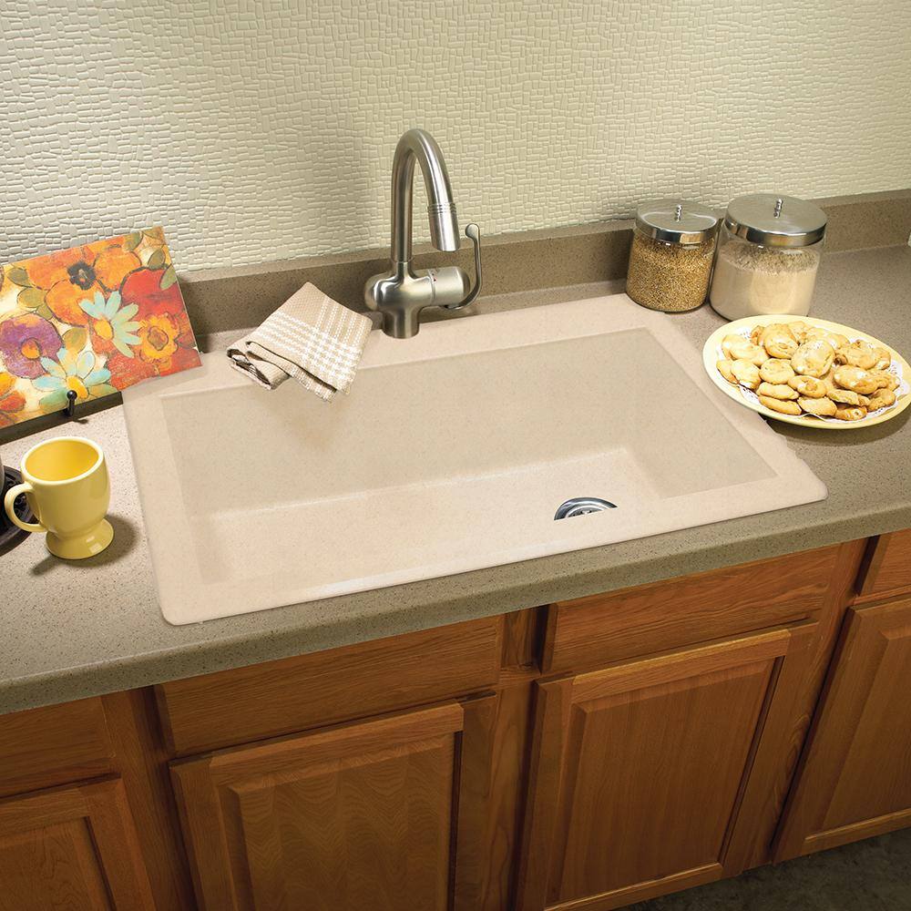 Swan Ascend Drop-InUndermount Granite 33 in. 1-Hole Single Bowl Kitchen Sink in Nero QZ03322AD.077