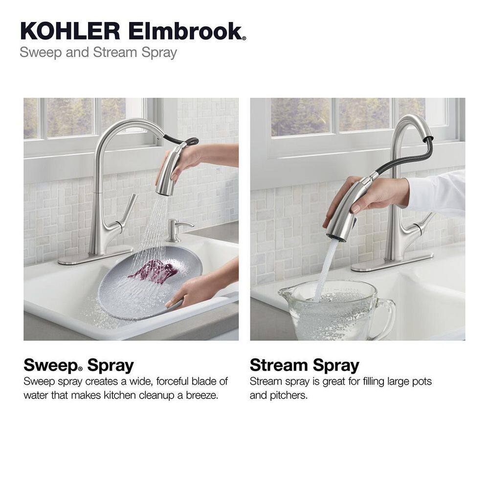 KOHLER Elmbrook Single-Handle Pull-Down Sprayer Kitchen Faucet in Vibrant Stainless K-R22968-SD-VS