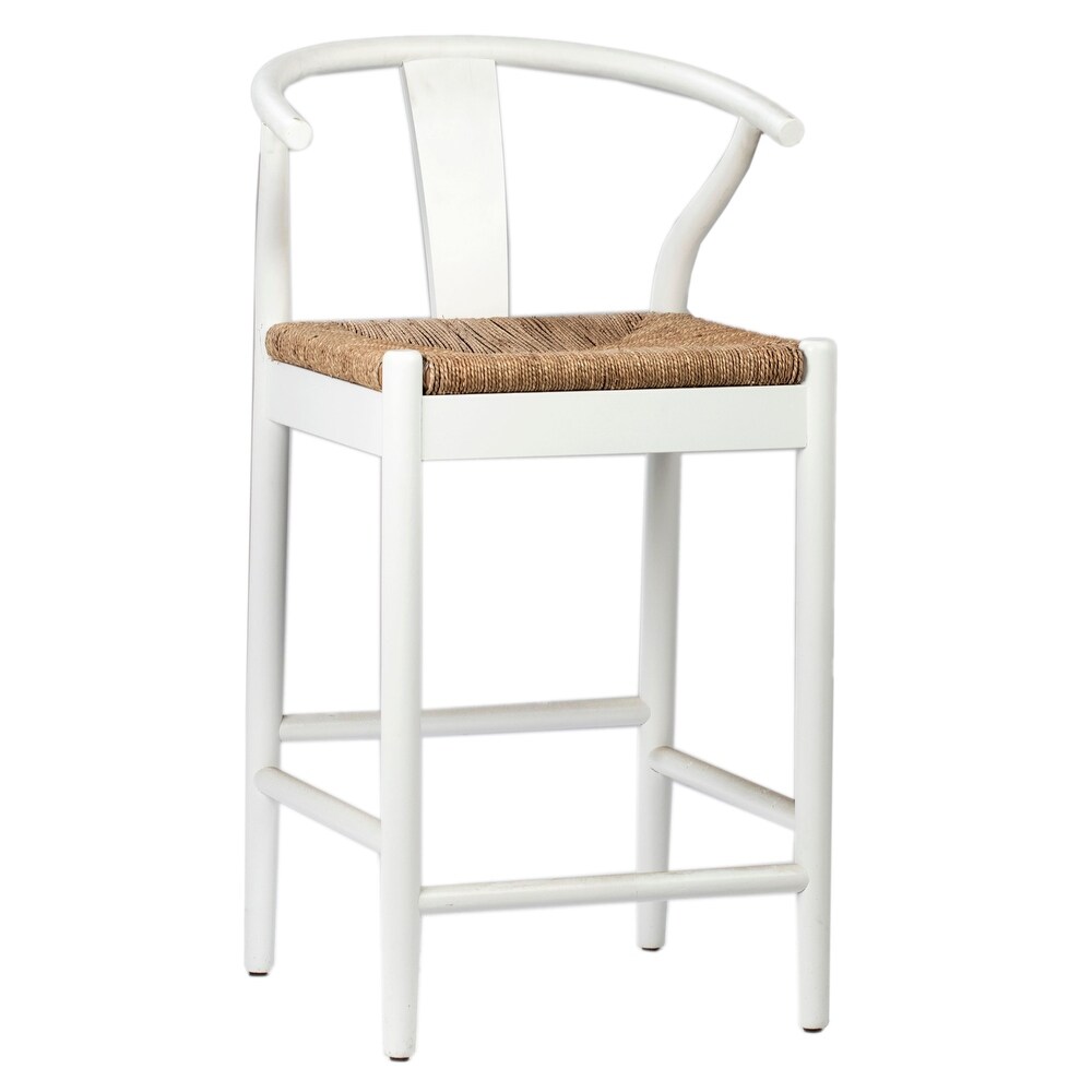 Kairo Oak and Natural Woven Wicker Dining Counter Stool