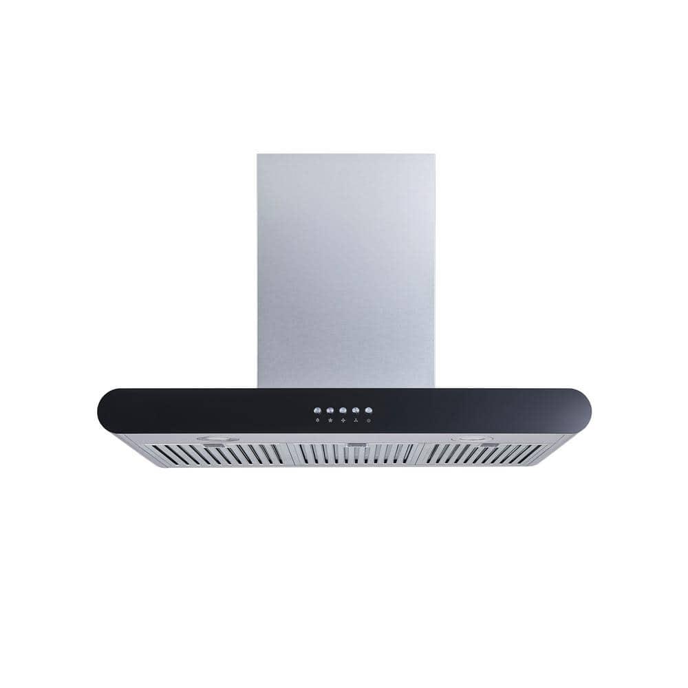 Winflo 30 in Convertible Wall Mount Range Hood in Stainless Steel with Stainless Steel Baffle Filters and Push Button