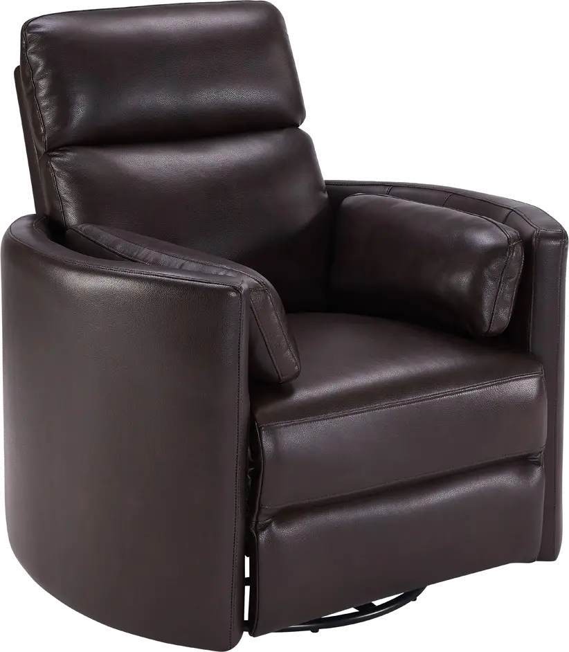 Mads Brown Leather-Match Power Glider Swivel Recliner