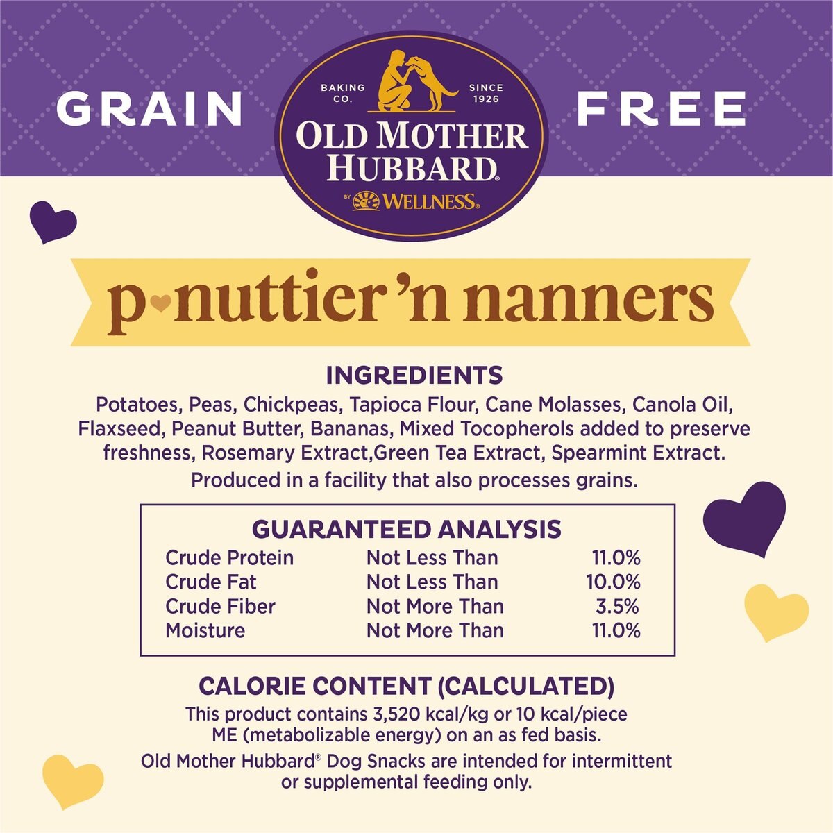 Old Mother Hubbard Mini P-Nuttier 'N Nanners Grain-Free Biscuits Baked Dog Treats