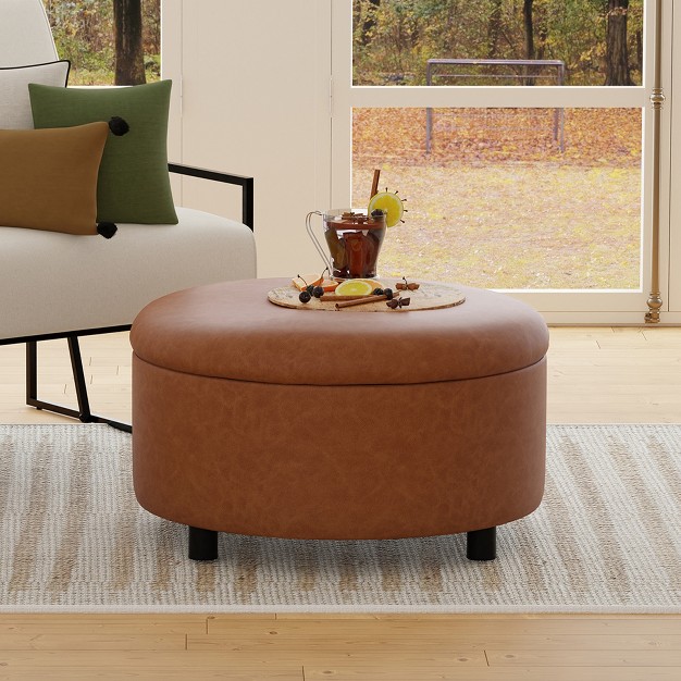 Sadie Large Round Storage Ottoman Eluxury