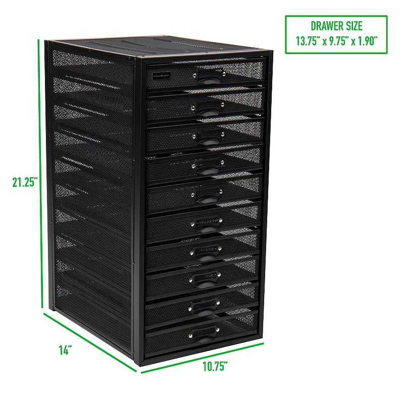 Mind Reader Mesh 10 Drawer Cabinet