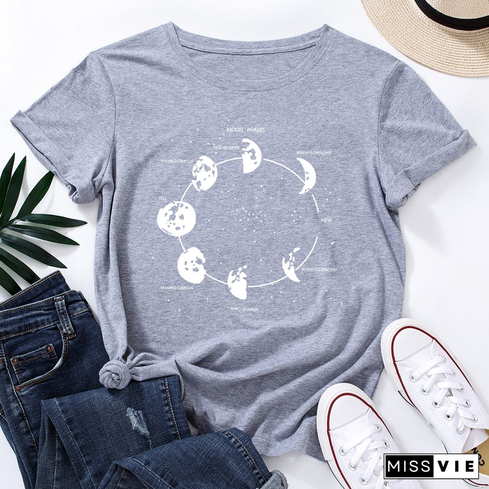 Celestial Moon Phase Cosmos Space T-Shirt Funny ShirtsFor Women Female Graphic Tee Short Sleeve Summer Shirts Tops Shirt Gift