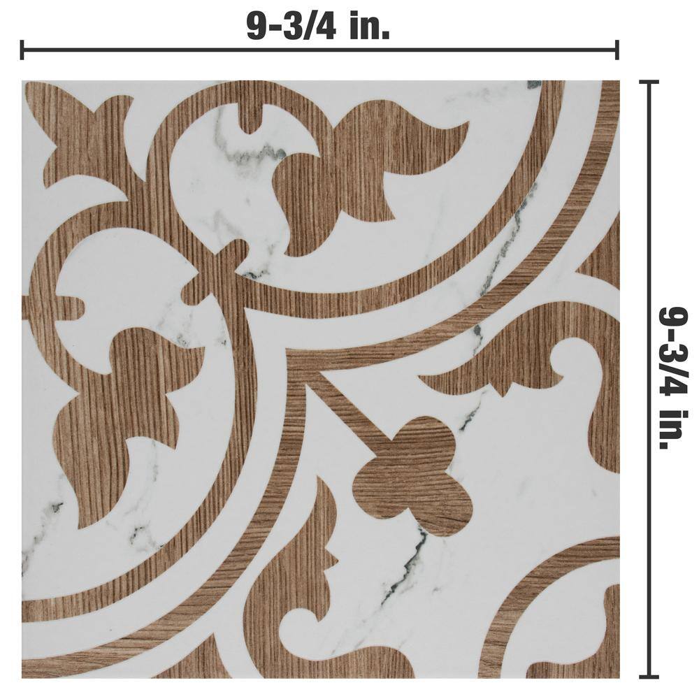 Merola Tile Llama Arte Loire Noce 9-34 in. x 9-34 in. Porcelain Floor and Wall Tile (10.88 sq. ft.Case) FCD10ALN