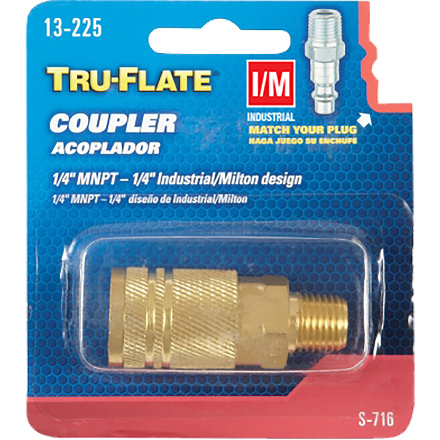 Tru-Flate Brass Quick Change Coupler 1/4 Male 1 pc