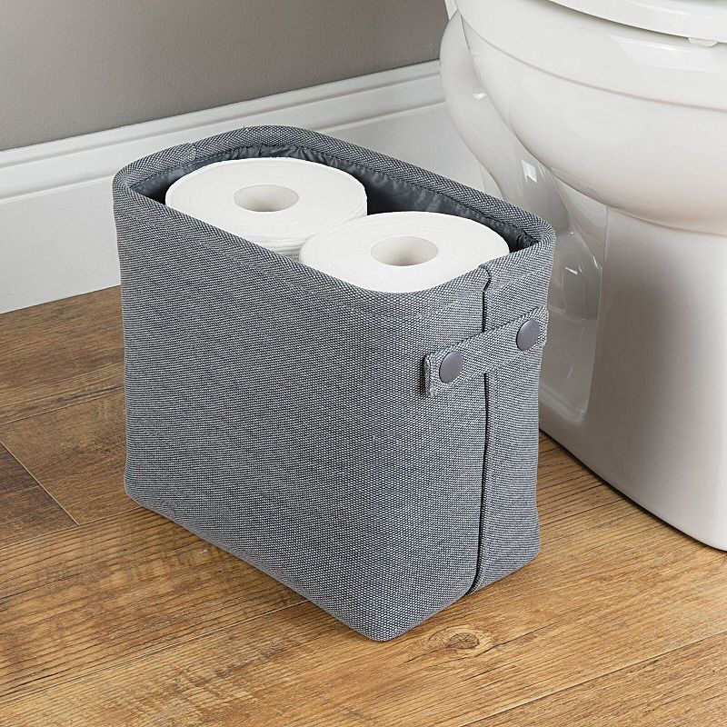 mDesign Narrow Bathroom Fabric Storage Bin Basket with Handles