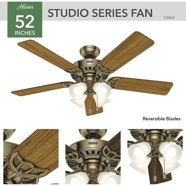 52 inch Studio Series New Bronze Ceiling Fan with LED Light Kit and Pull Chain Shopping - The Best Deals on Ceiling Fans | 41562994