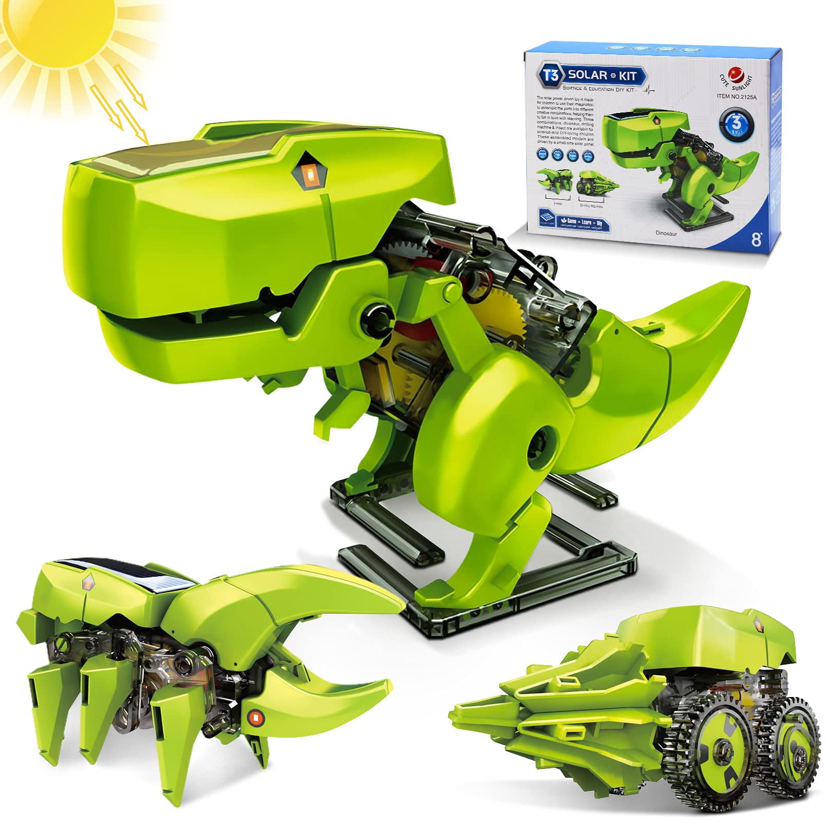 Petsta Robot Dinosaur Toys， 3-in-1 Solar Robot Kit， STEM Projects for Kids Ages 8-12， Building Games Robot Toys for 8 9 10 11 12 Year Old Boys Girls