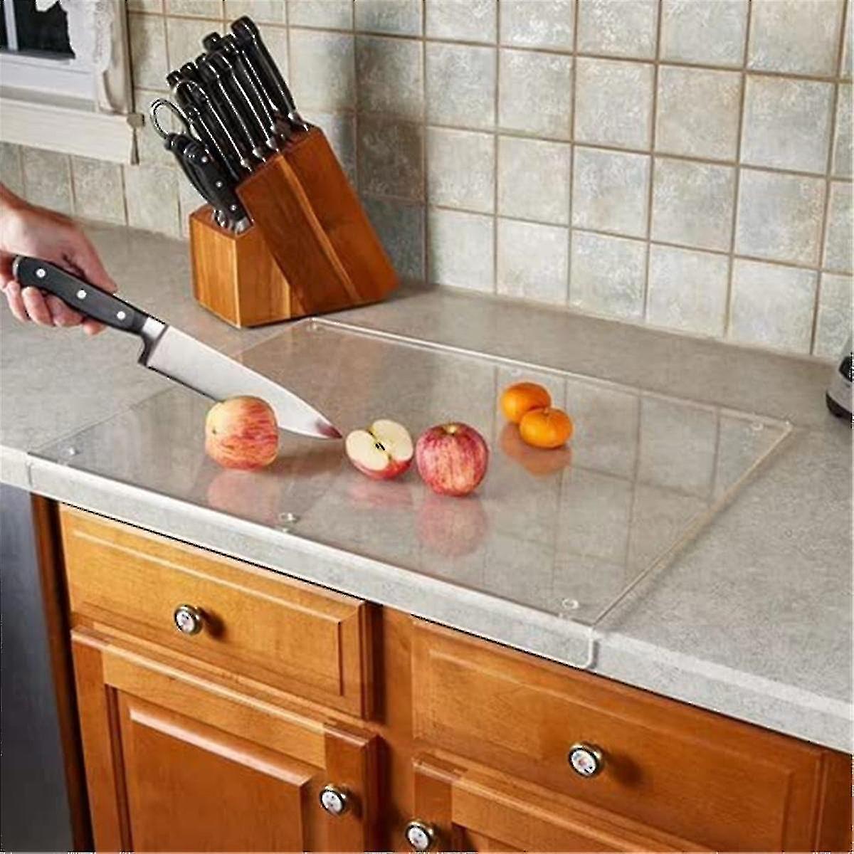 Kitchen Accessories Kitchen Countertop With Acrylic Cutting Board， Countertop With Transparent Cutting Board With Edges， Countertop Protector， Home An