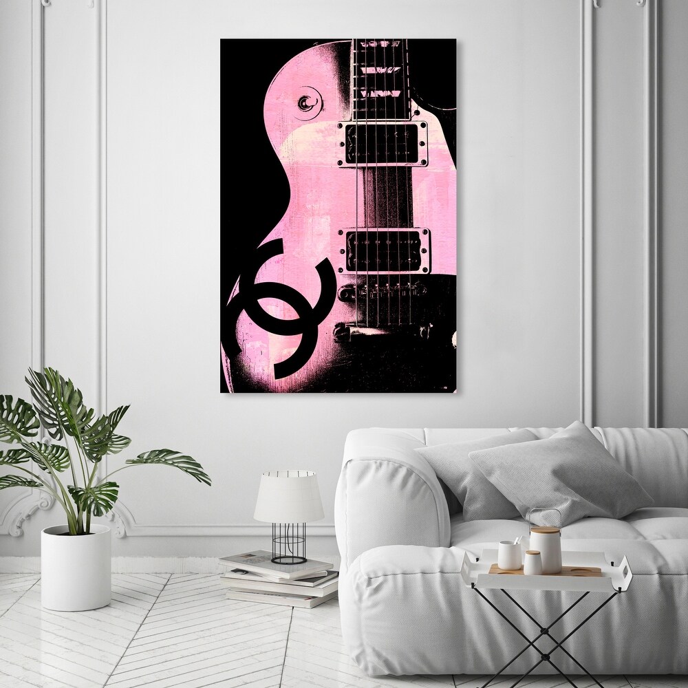 Oliver Gal 'Pink Glam Guitar' Music Pink Wall Art Canvas Print