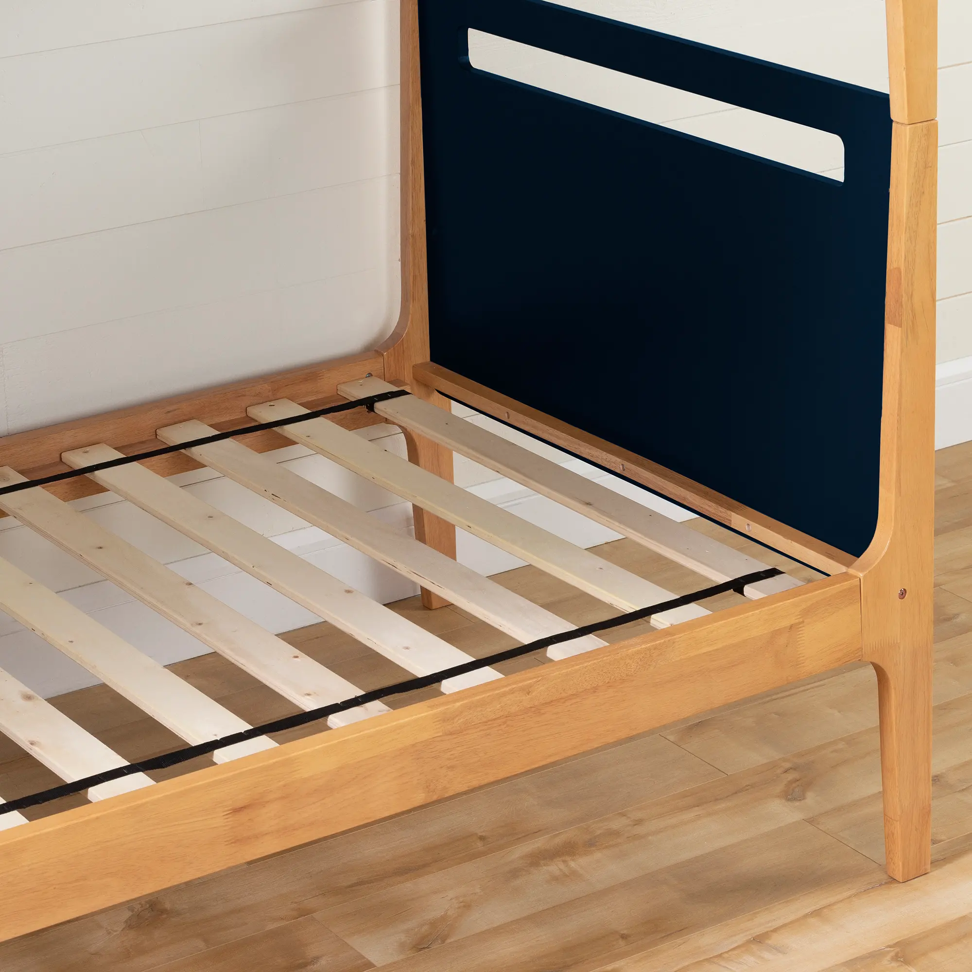 Bebble Natural and Navy Blue Twin Bunk Bed