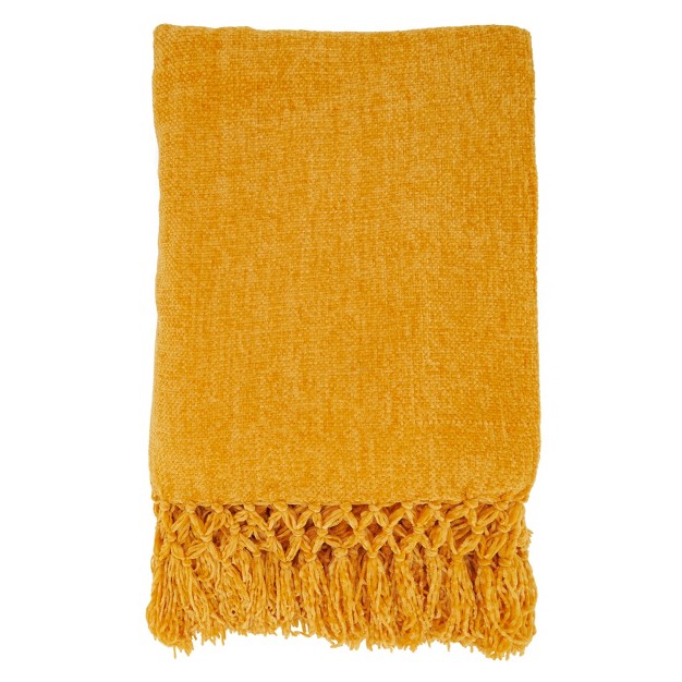 Saro Lifestyle Chenille Throw Blanket With Knotted Design