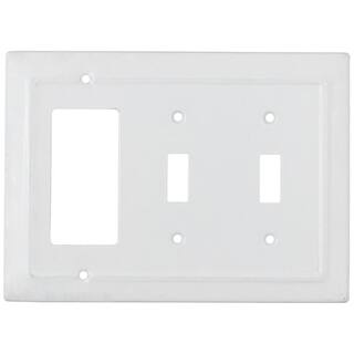 Monarch Abode Architectural 3-Gang 2-Toggle1-DecoratorRocker Wall Plate (Classic White) 19056