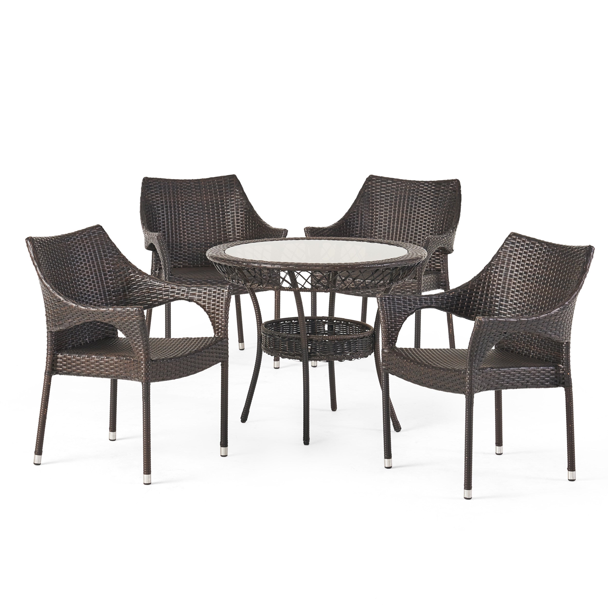 Del Mar Outdoor Multibrown Wicker  5pc Dining Set