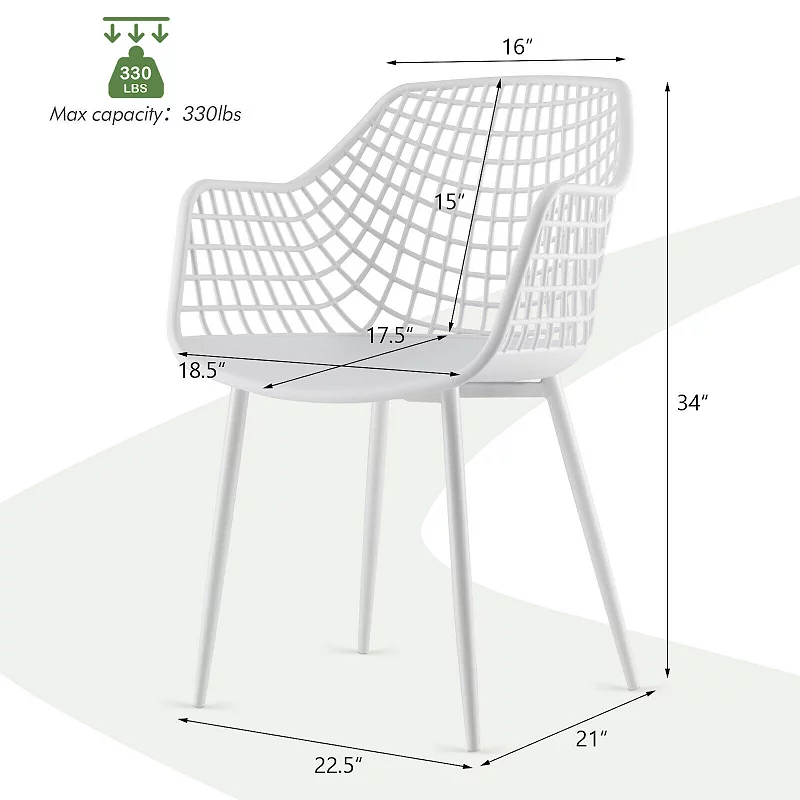 Set of 4 Heavy Duty Modern Dining Chair with Airy Hollow Backrest