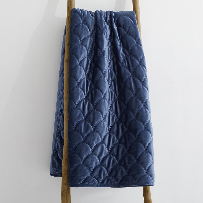 Levtex Home Navy Velvet Quilted Throw