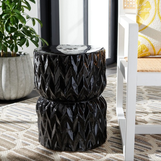 Pansy Ceramic Garden Stool Black Safavieh