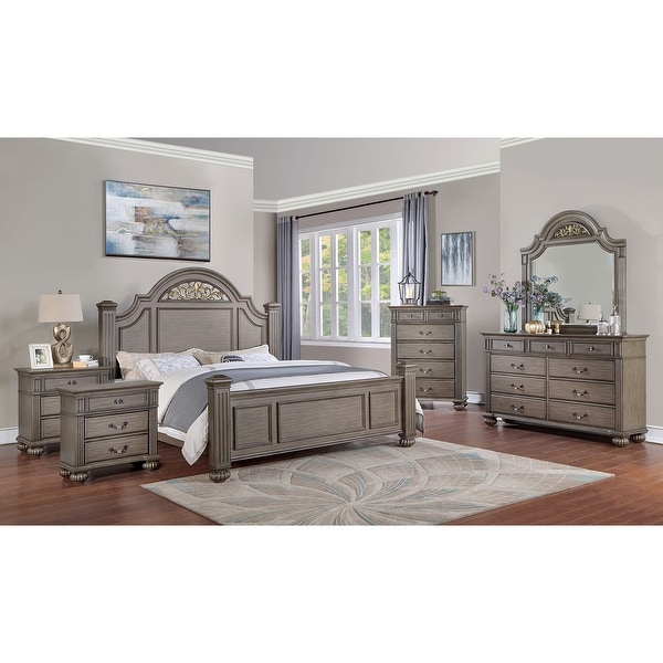 Furniture of America Vame Traditional Grey 6-Piece Bedroom Set - - 36139332