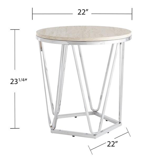 SEI Furniture Henderson Faux Marble Round Side Table