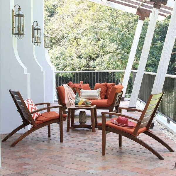 Cambridge Casual West Lake 4 Piece Solid Wood Outdoor Chat Set