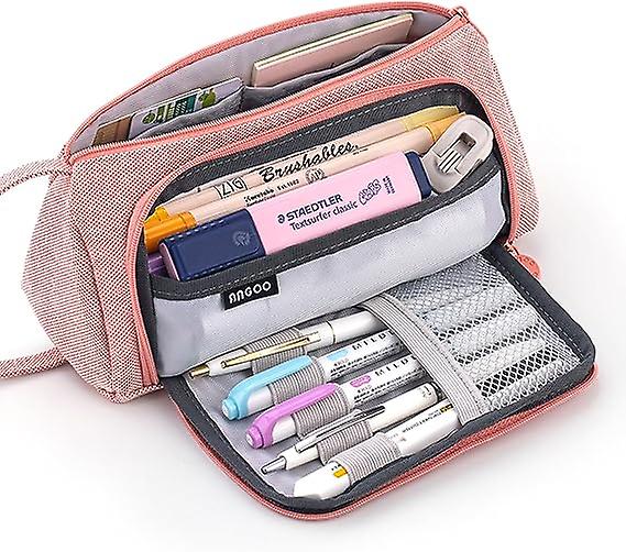 Big Capacity Pencil Case Pouch Pen Case Simple Stationery Bag School College Office Organizer For Teens Girls Adults Student-pink