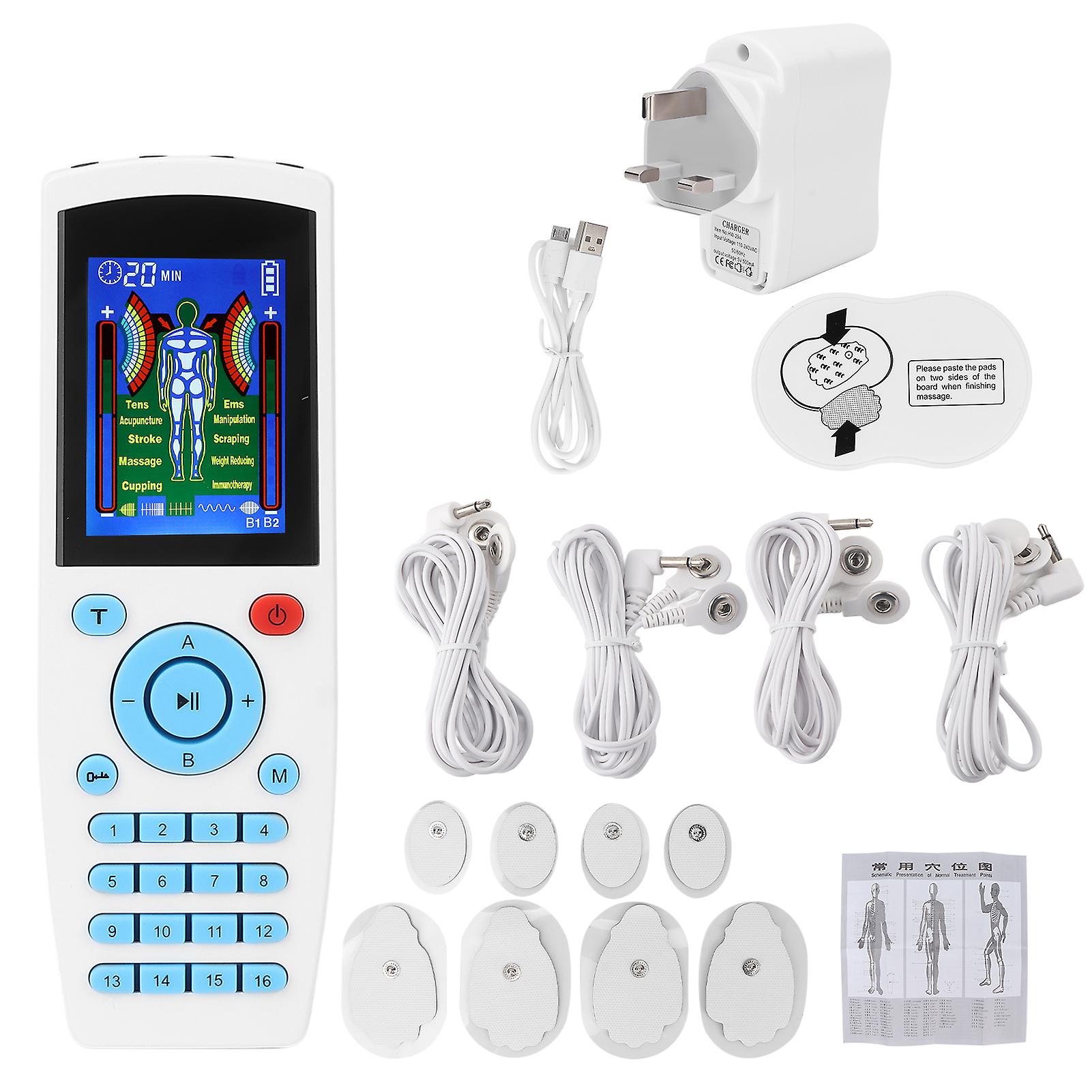 Ems Tens Muscle Stimulator Device Machine 16 Modes Pulse Massager For Natural Pain Relief Therapy 110240vuk Plug